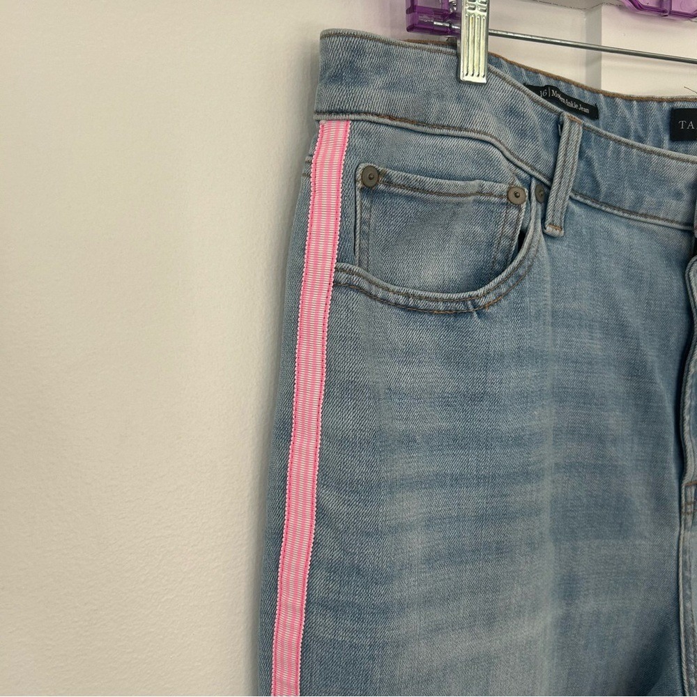 Talbots Modern Ankle Jeans Pink Ribbon Denim Colorful Embellished Size 16 - Picture 7 of 14